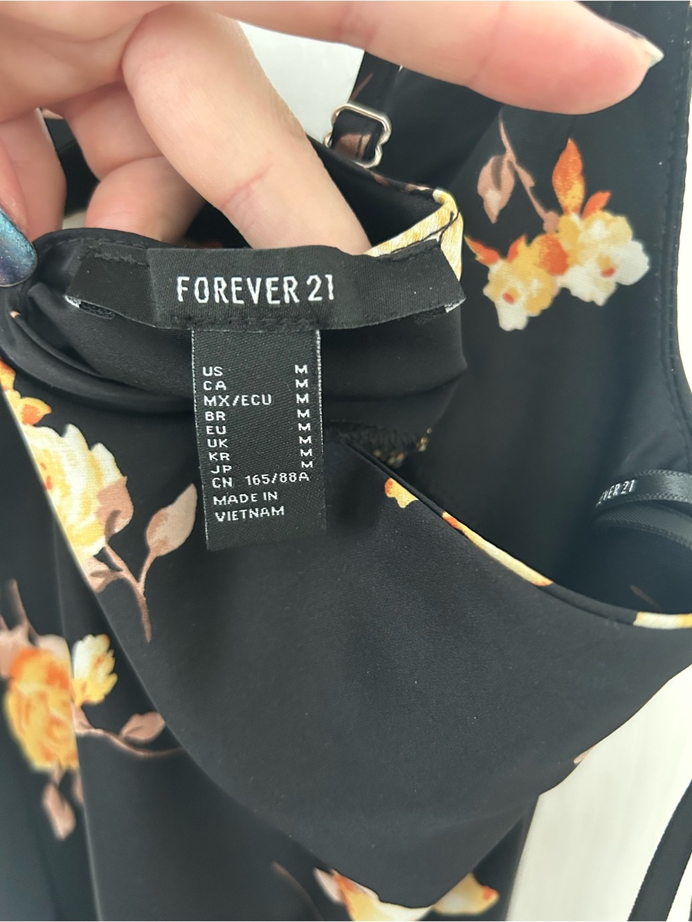Forever 21 Black Floral Midi Dress with Yellow Floral Print - Picture 5 of 5